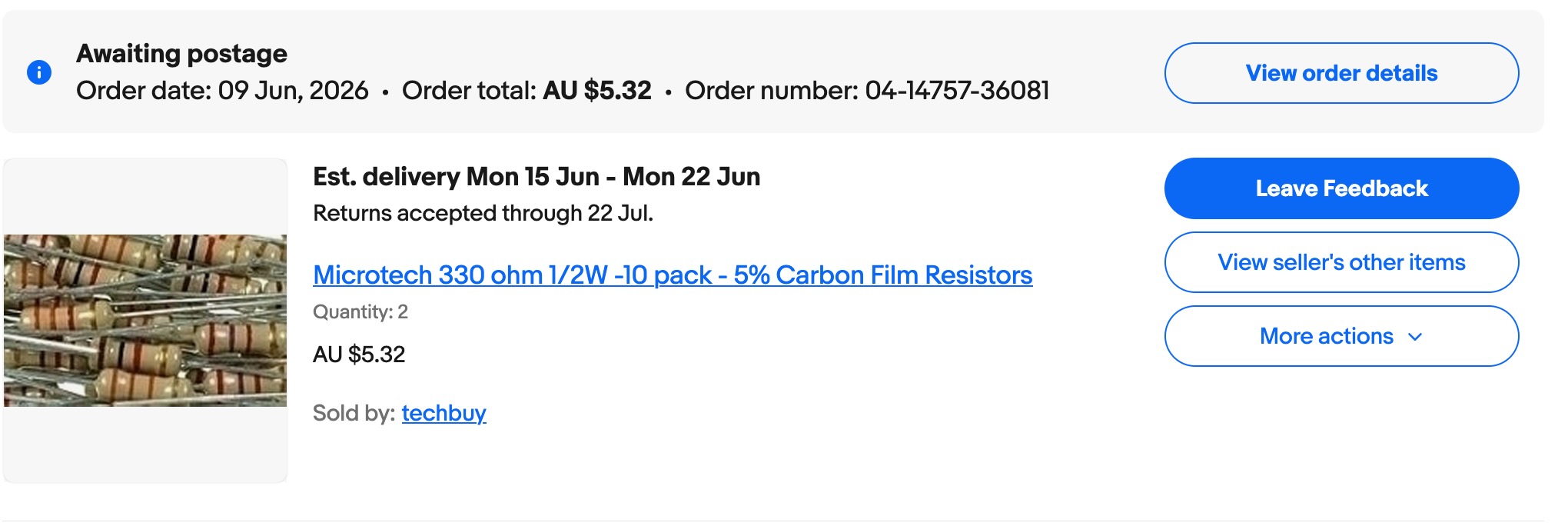 330 Ohm resistors
